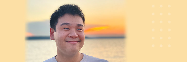 Thomas Nguyen, a third-year medical student at Texas A&M University College of Medicine, with the ocean behind him.