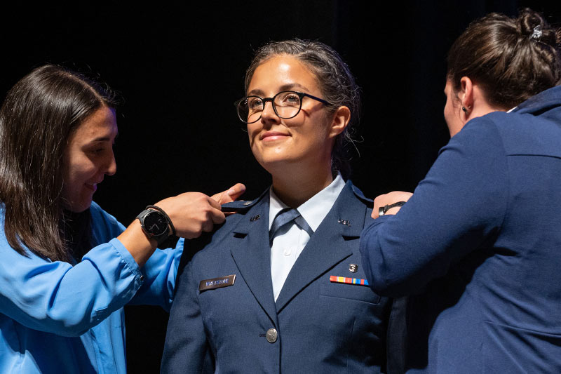 military-commencement-800 A woman in military dress is commissioned at NEOMED commencement.