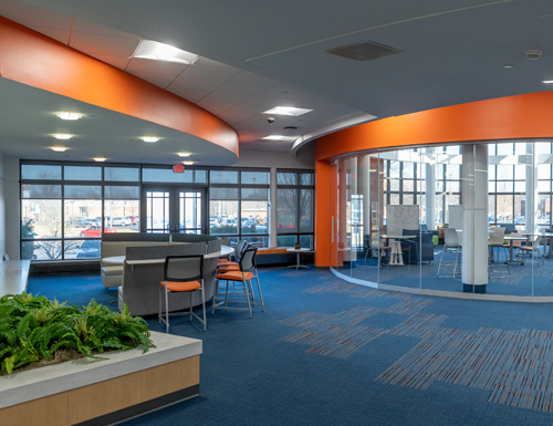 inside-NEOMED-500 Modern interior shot of a NEOMED student area.